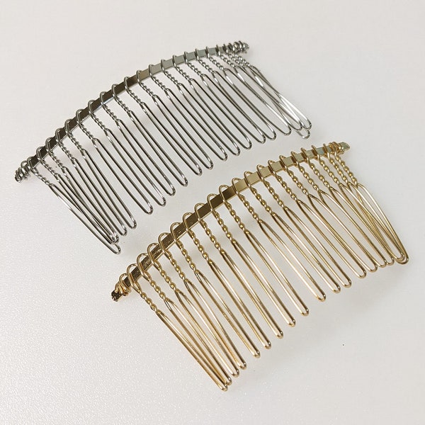 5 pc Large Silver  and gold Hair Combs (20 or 30 Teethes) Wire Hair Combs for Wedding or Tiara Making Base