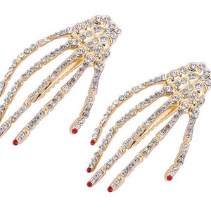 Set of 2 Rhinestone Alligator Hair Clips Crystal hair clips alloy rhinestone skeleton-hand hair clip