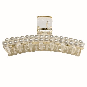 No-Slip Grip acrylic jaw clip(hair claw) with pearl beads, jaw clips, hair claw