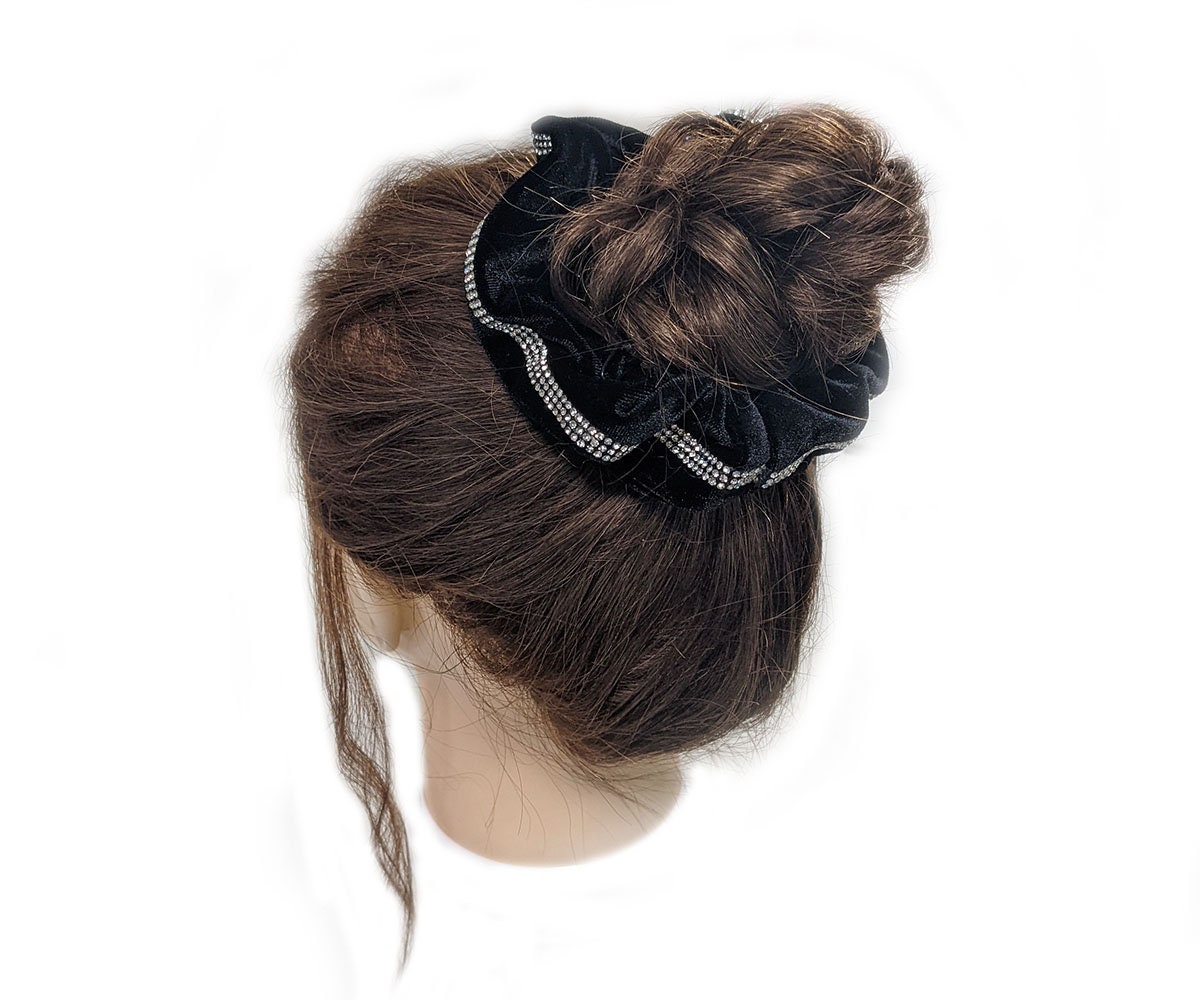 Crystal Hair Tie, Sparkling Rhinestone Trim Edge Décor Soft  display picture 1