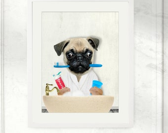 Custom Pet Portraits Set of 6 Funny Dog or Cat Funny Pet in Bathtub Dog in Toilet Haircare Personalized pet gift Mother's day gift 2023 dog