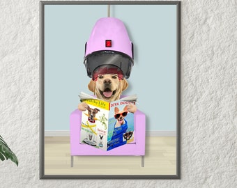 Custom Pet Portraits Set of 3 Funny Dog or Cat Portrait Pet in Bathroom Dog in Toilet Personalized pet gift Bathroom Mother's day gift 2023