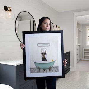 Custom Pet Portrait Bathroom Art Personalized gifts Dog Green color bathtub portrait Custom Pet Dog  Cat Funny gifts Mother's day gift 2023