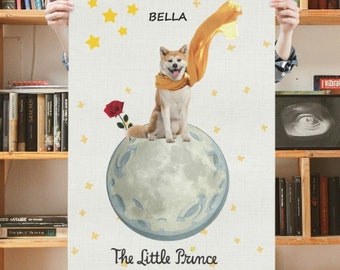 Little Prince Pet Portrait Custom and Personalized Dog Wall Art Design DIGITAL DOWNLOAD Printable Poster  Canvas for gift Mother's day  2023