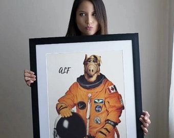 Alf Astronaut. Art Print. Printable Poster, Instant Digital Download , Modern Minimalist,