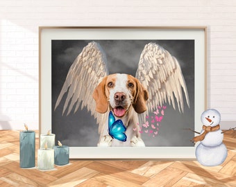 Celebrate Your Furry Angel: Custom Dog Portraits with Wings and Butterfly - Instant Art, Customizable, and Ideal for 2024 - MeliaV Digital