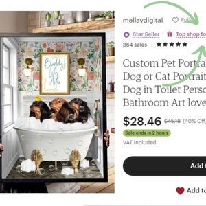 Custom Pet Portraits Bathtub Funny Dog or Cat Portrait Pet in Bathtub Dog in Toilet Personalized gift Mother's day gift for your mom 2023 image 8