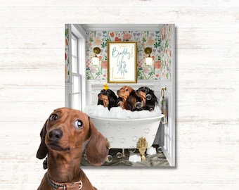 Funny Custom Pet Portrait in Bathroom Art Personalized gifts Dog portrait Mother's day gift 2023 Gifts dad or mom Custom Dog Personalized