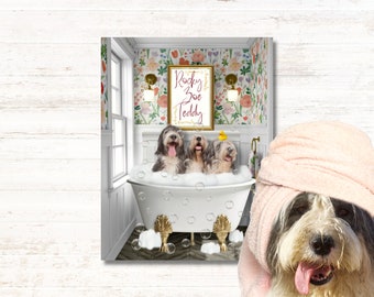 Funny Custom Pet Portrait in Bathroom Art Personalized gifts Dog portrait Mother's day gift 2023 Gifts dad or mom Custom Dog Personalized