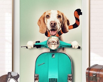 Ride the Retro Wave with Vespa Pet Portraits Instant Customization and Unique Gifts for 2024  Your Pet's Timeless Adventure in Pictures