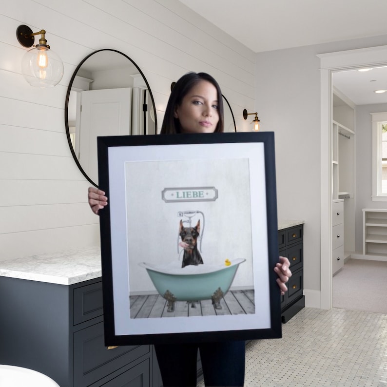 Custom Pet Portrait Bathroom Art Personalized gifts Dog Green color bathtub portrait Custom Pet Dog Cat Funny gifts Mother's day gift 2023