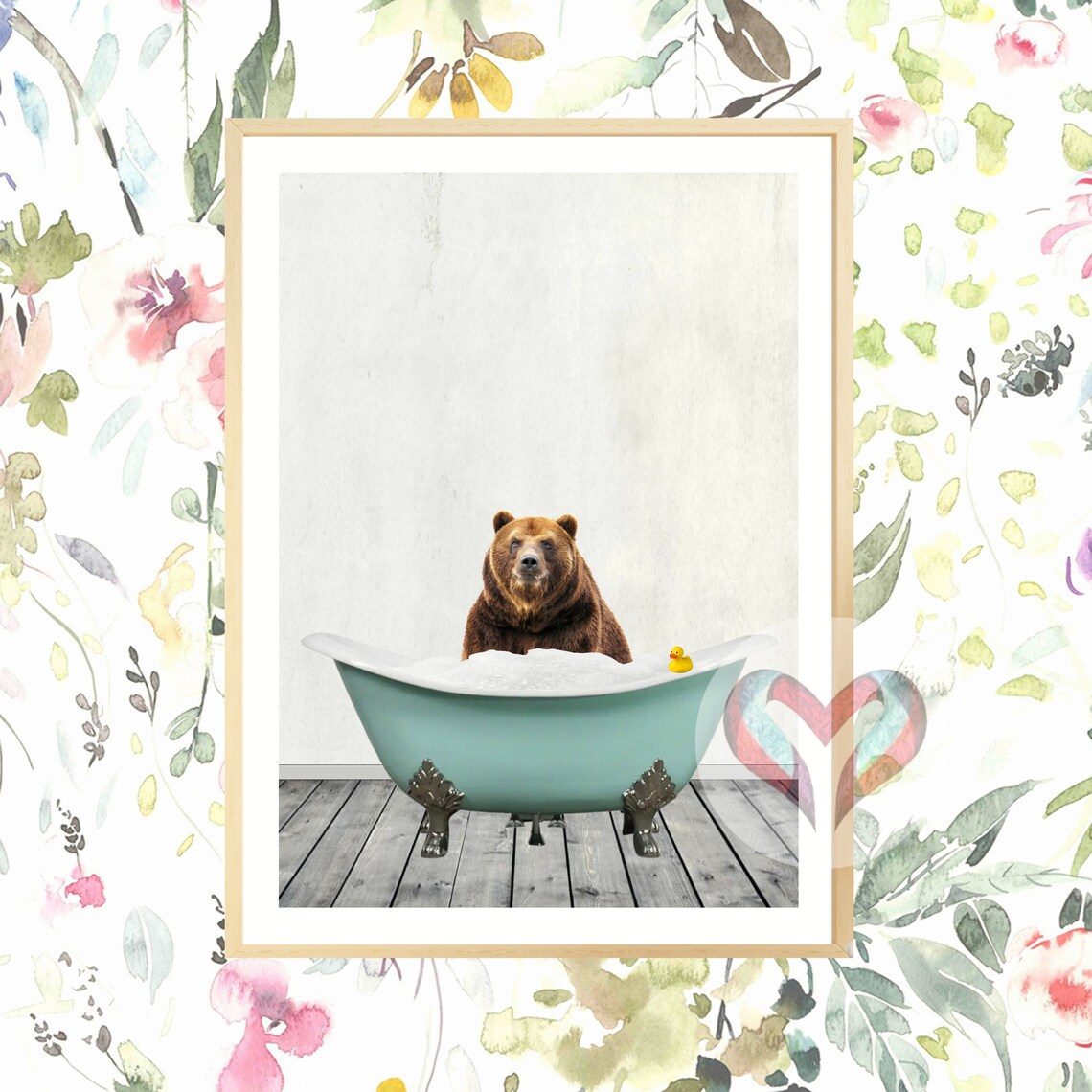 Bear Bath Art Print. Printable Poster Instant Digital Etsy
