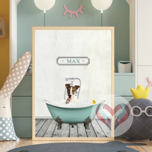 Custom Pet Portrait Bathroom Art Personalized gifts Dog Green color bathtub portrait Custom Pet Dog Cat Funny gifts Mother's day gift 2023