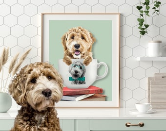 Funny Custom Pet Portrait in a cup of coffee  inside a cup Dog portrait Mother's day gift 2023 Gifts for dad Custom Dog Personalized