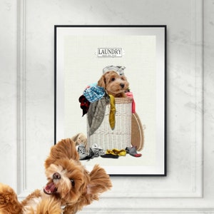 Custom Pet Portrait in Laundry Basket Personalized Pet Art Fast Digital or Physical Delivery Perfect Gift for Pet Lovers and Home Decor