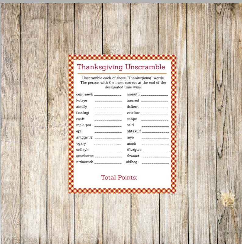 Thanksgiving Unscramble Printable WITH KEY Etsy