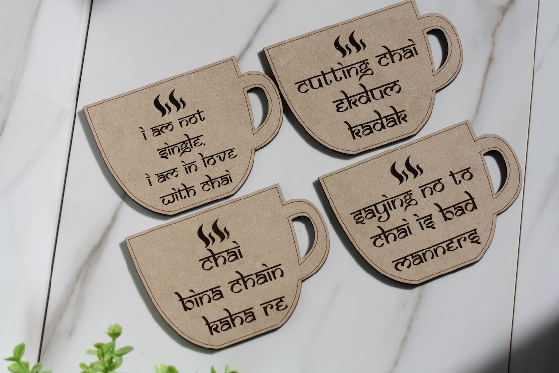 Personalized Chai Tea Coasters Set of 4 Diwali Gift Etsy
