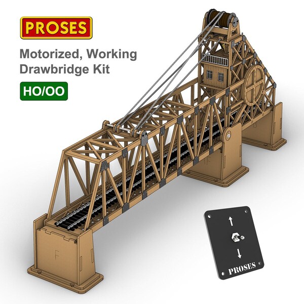 HO Scale Motorized, Working  Drawbridge Kit