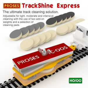 TS-105 TrackShine Express HO & OO - The Ultimate Track Cleaning Solution for Model Railway, Model Train Layouts, and Dioramas
