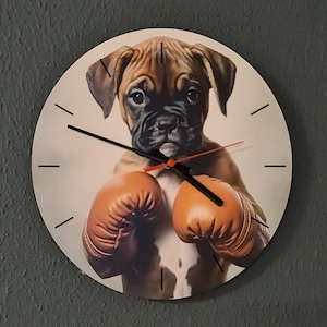 Boxer Puppy-wandklok - Diameter: 30 cm (11,8") - Gratis UPS Express-levering binnen 1 tot 5 dagen.