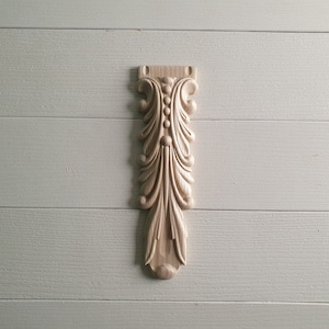Corbel  of wood, Unpainted, Decorative Carved Wooden Corbel, 1pc, Home Wall Embellishments, wood wall art decor