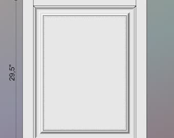 May include: White wooden frame with a decorative border, measuring 23.5 inches wide and 29.5 inches tall.