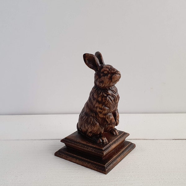 Easter bunny statue of wood, Rabbit Wooden Finial for Staircase Newel Post, 1pc, Rabbit finial bed post