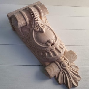 Corbel  of wood, Unpainted, Decorative Carved Wooden Corbel, 1pc, Home Wall Embellishments, wood wall art decor