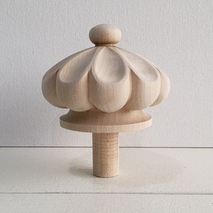 Decorative Carved Staircases Newel Post Cap, Screw Included, Solid Wood Cornices finails, Decorative flower Wooden Finial.