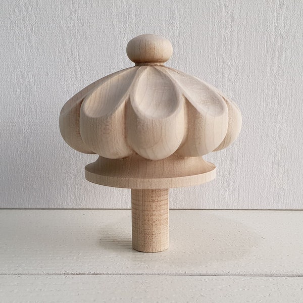 Escaleras decorativas talladas, remate de poste nuevo, tornillo incluido, remates de cornisas de madera maciza, remate decorativo de madera con flores.