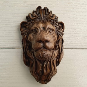 Details about   Wooden carved decor with Lion Head 