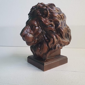 Lion Head Wooden Finial, Lion finial bed post,  Painted, 1pc, Home Wall Embellishments, Lion statue for Staircase Newel Post