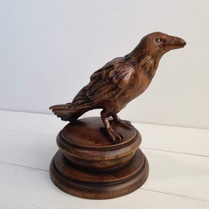 Raven Wooden Finial for Staircase, 1 ps,  Crow finial bed post, Raven statue of wood, Decorative Post Cap Bird Face