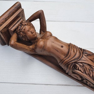 Caryatid carved Corbel for interior decoration, Painted, 1pc, home wall decorations, wooden wall decor