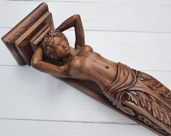 Caryatid carved Corbel for interior decoration, Painted, 1pc, home wall decorations, wooden wall decor