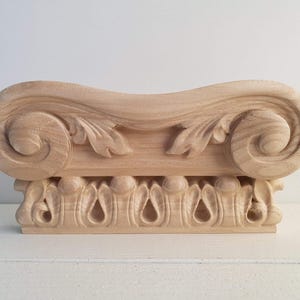 Carved Wooden Capital in Classic Style | Decorative Element for Furniture & Interior, 1pc,