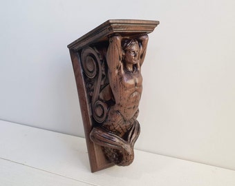 Corbel Merman of wood, Sea Husband, Decorative Carved Wooden Corbel, 1pc, Home Wall Embellishments, wood onlays, wood wall art decor