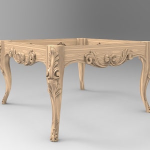 Beautiful cabriole leg table, unassembled, solid wood carved furniture legs, wood console table, natural wood, unpainted.