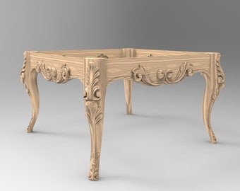 Beautiful cabriole leg table, unassembled, solid wood carved furniture legs, wood console table, natural wood, unpainted.