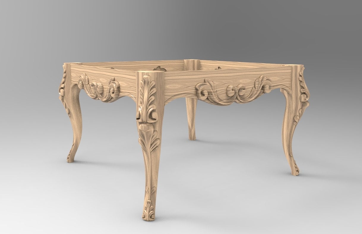 Beautiful Cabriole Leg Table Unassembled Solid Wood Carved