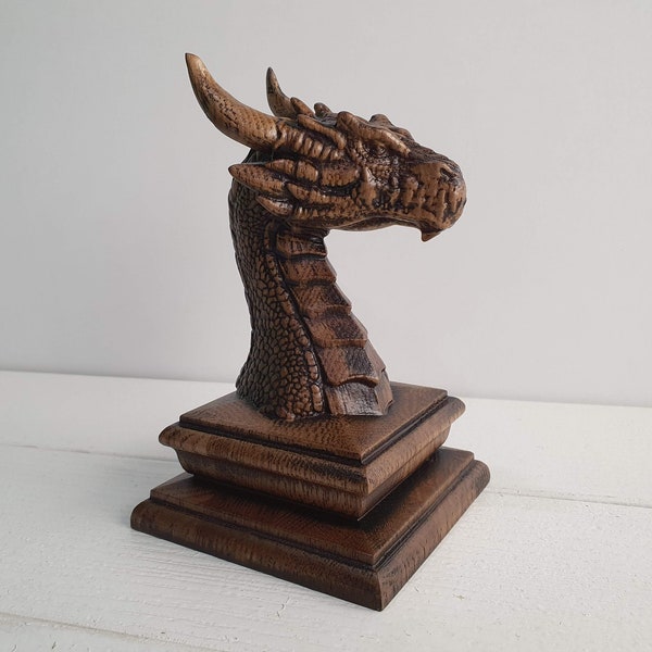 Dragon of Wisdom Year, Dragon Wooden Finial for Staircase Newel Post, 1pc,  Dragon finial bed post,  Dragon statue of wood