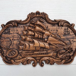 Panel Sailboat, Home and office wall decor, wood panel
