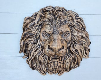 Lion Head of wood, 1pc