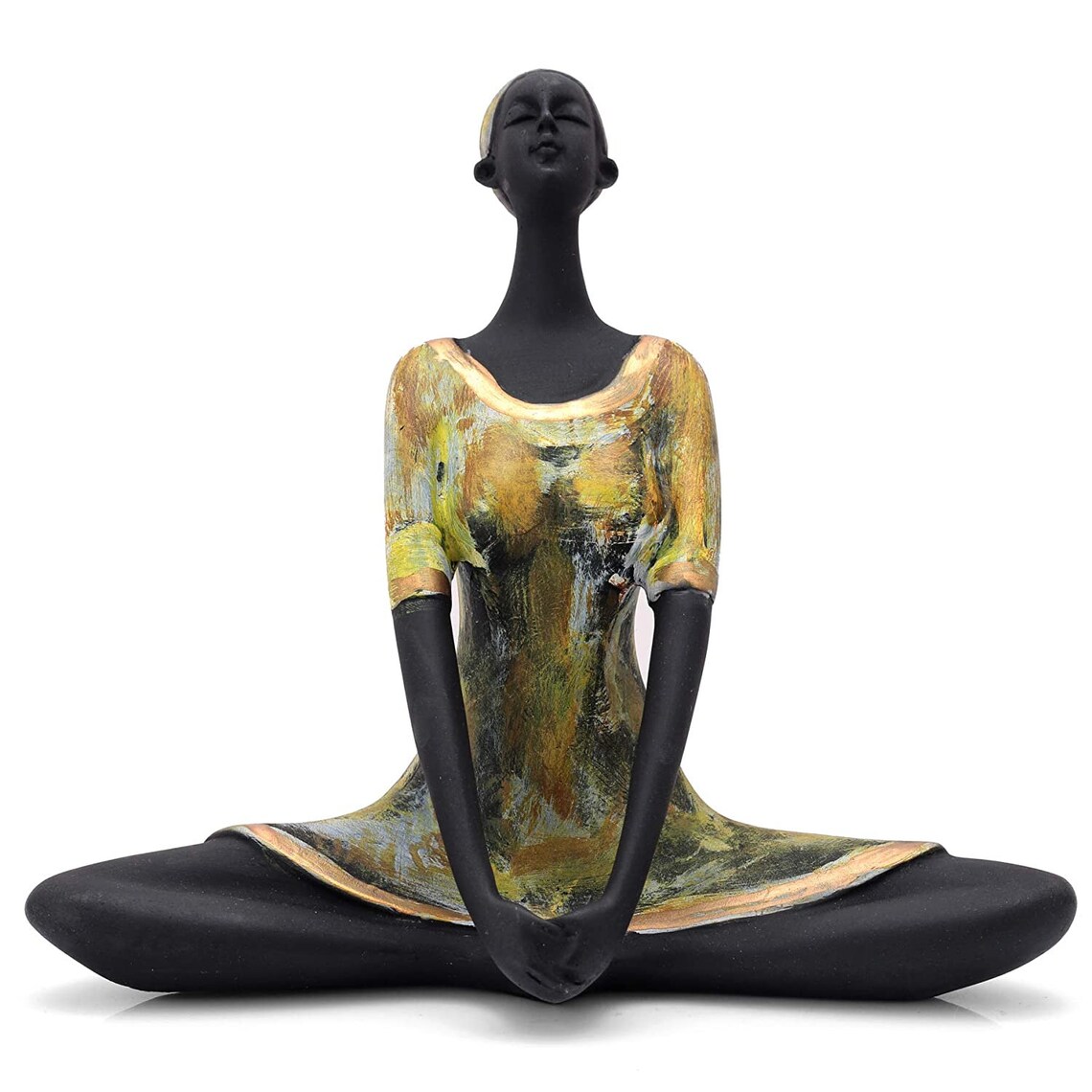 Set of 3 Black & Golden Yoga Posture Lady Statue Figurine for Etsy