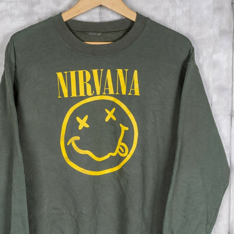 Vintage Nirvana Sweatshirt Crewneck Size Medium Green Hard | Etsy