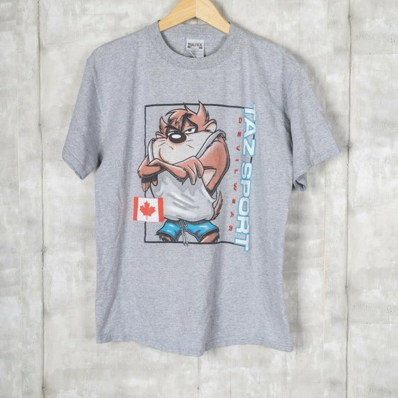 Taz Sport Vintage T-shirt Size Large Gray Polo Spo