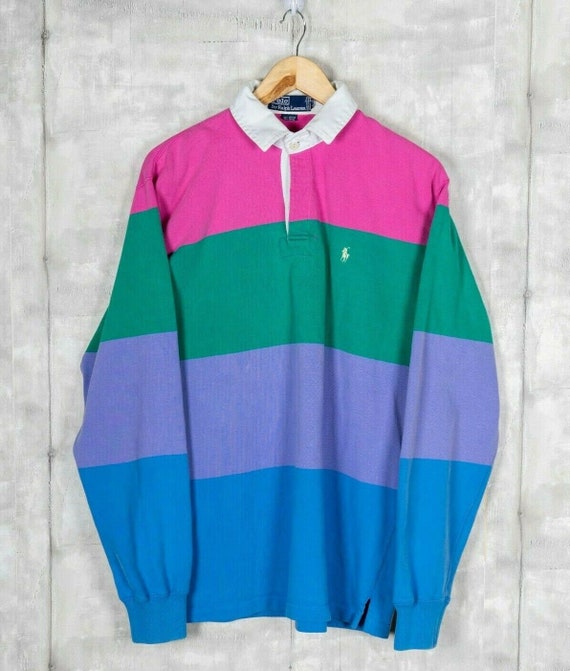 Polo Ruby Collared Long Sleeve Colorblock 90s Vint