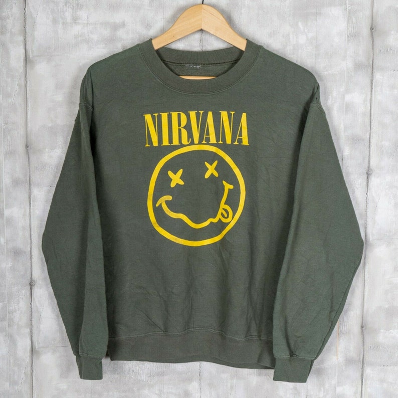 Vintage Nirvana Sweatshirt Crewneck Size Medium Green Hard | Etsy