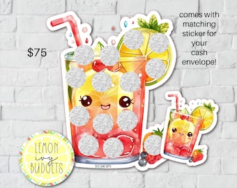 Kawaii Cocktail Savings Challenge, Tropical Drink Scratch Off Savings Challenge, SO-240