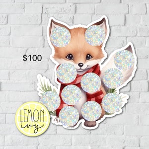 Scratch Off Savings Challenge, Christmas Savings Challenge, Christmas Fox Savings Challenge, Holiday Scratch Off Savings Challenge, SO-54